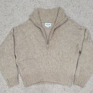American Eagle Outfitters Tan Zipped Neck Sweater